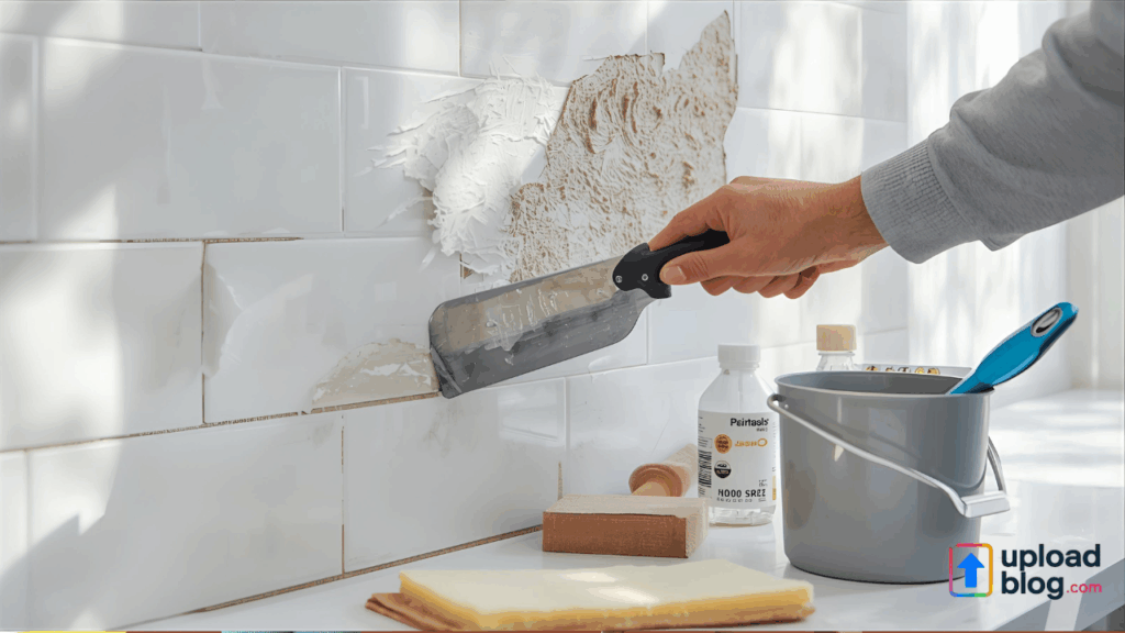 how to remove tile glue from wall