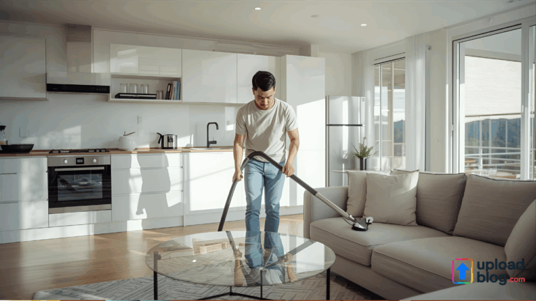 man cleaning
