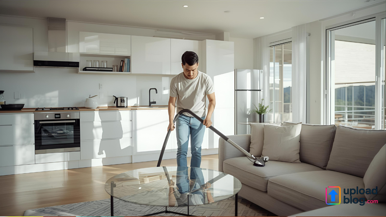 man cleaning
